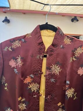 Mandarin jacket silk peony brand
